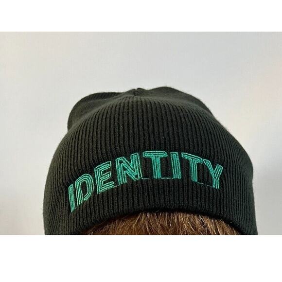 Rare Black Ribbed Beanie Hat with "IDENTITY" Embroidery - One Size - Picture 5 of 5